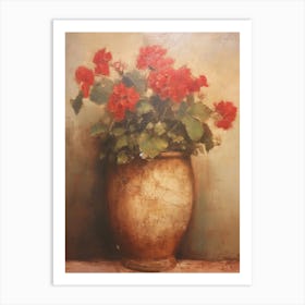 Geraniums In A Pot Art Print