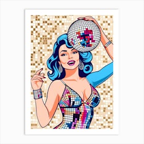 Disco Girl With Disco Ball 1 Art Print