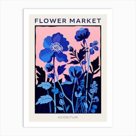 Blue Flower Market Poster Aconitum 2 Art Print