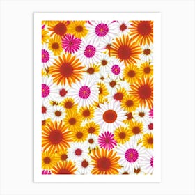 Oxeye Daisy Floral Print Warm Tones 1 Flower Art Print