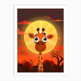 Giraffe At Sunset 3 Art Print