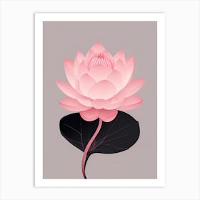 A Pink Lotus In Minimalist Style Vertical Composition 4 Art Print