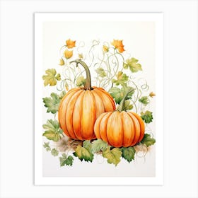 Cinderella Pumpkin Watercolour Illustration 1 Art Print