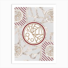 Geometric Abstract Glyph in Festive Gold Silver and Red n.0008 Art Print
