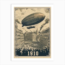 Aihrgdesign A Vintage Poster Of An Early Airship Soaring Abov 094872b1 7402 4bb1 8862 6f13ea3ea965 2 Art Print