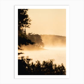 Lake in the morning mist at sunrise – Gunflint Lake Sunrise Boundary Waters Canoe Area Minnesota Bwca Art Print