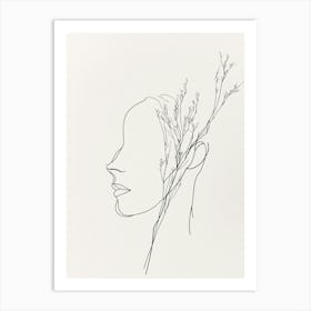 Portrait Of A Woman With Branches Art Print