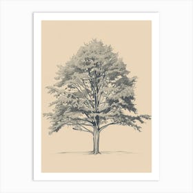 Beech Tree Minimalistic Drawing 1 Art Print