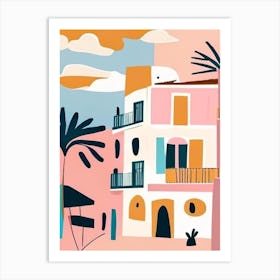 Curaçao Muted Pastel Tropical Destination Art Print