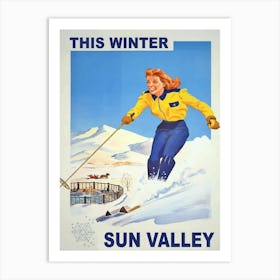 Sun Valley Skiing Girl Art Print