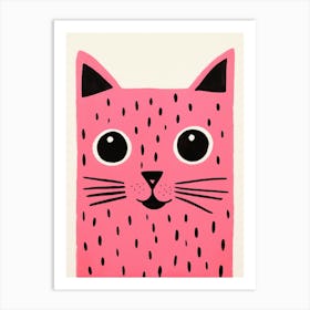 Pink Polka Dot Cat 4 Art Print
