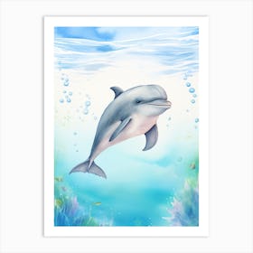 Storybook Style Dolphin Illustration 2 Art Print