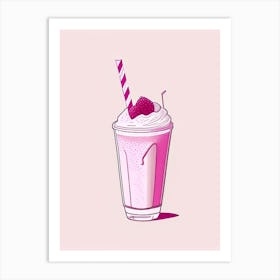 Raspberry Milkshake Dairy Food Minimal Line Drawing 4 Art Print