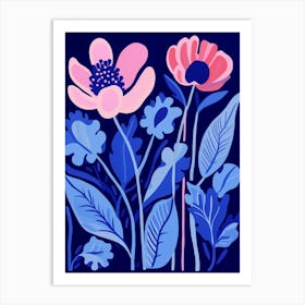 Blue Flower Illustration Tulip 2 Art Print