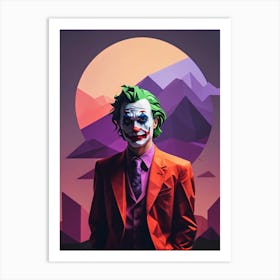 Joker Portrait Low Poly Geometric (8) Art Print