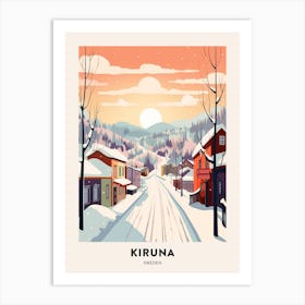 Vintage Winter Travel Poster Kiruna Sweden 1 Art Print