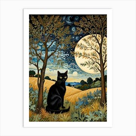 William Morris Black Cat In The Moonlight Art Print