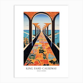 King Fahd Causeway, Saudi Arabia Colourful 1 Travel Poster Art Print