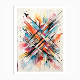 Abstract Design Hand Drawn Arrows And Markings Swirling Pattern Overlapping Lines Varying Line T (1) Art Print