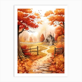 Cute Autumn Fall Scene 22 Art Print
