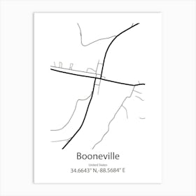 Booneville,United States Minimalist Map Art Print