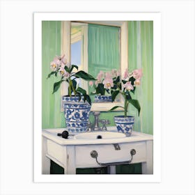 Bathroom Vanity Painting With A Hellebore Bouquet 4 Art Print