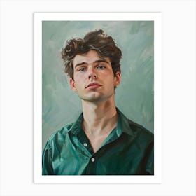 Young Man In Green Shirt Art Print