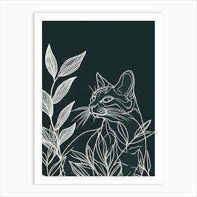 American Bobtail Cat Minimalist Illustration 1 Art Print