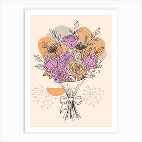 Bouquet Of Roses Minimalistic Style Art Print