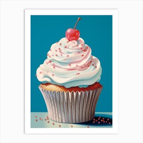 Cupcake With Sprinkles Vintage Cookbook Style 4 Art Print