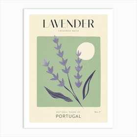 Vintage Green And Purple Lavender Flower Of Portugal Art Print