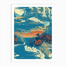 Big Sur, California, Inspired Travel Pattern 2 Art Print