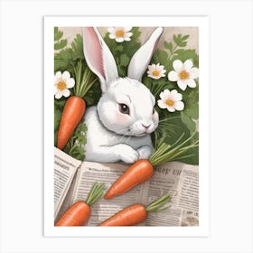 Rabbit With Carrots Art Print