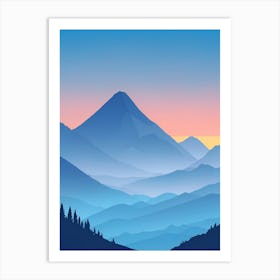 Misty Mountains Vertical Composition In Blue Tone 167 Art Print