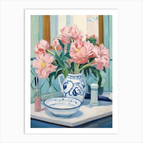 A Vase With Peony, Flower Bouquet 3 Art Print