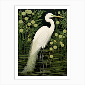 Ohara Koson Inspired Bird Painting Egret 1 Art Print