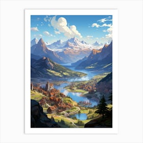 Village In The Mountains Art Print