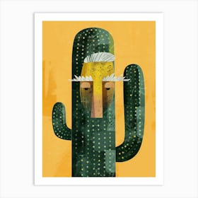 Old Man Cactus Minimalist Abstract Illustration 1 Art Print