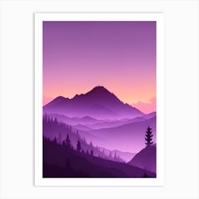 Misty Mountains Vertical Composition In Purple Tone 57 Art Print