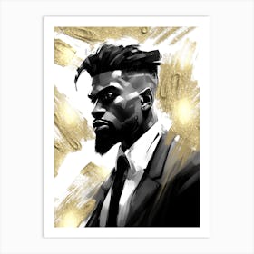 Black Man with Gold Abstract 13 Art Print