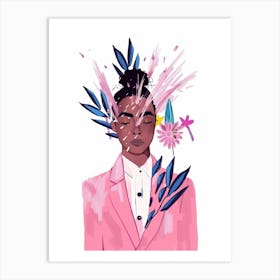 Woman With Flowers On Her Head 14 Art Print