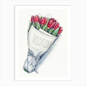 Bouquet Of Red Tulips Art Print