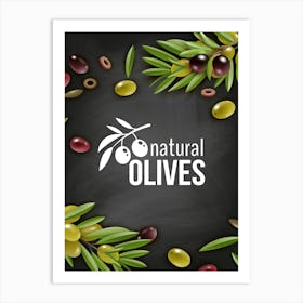 Natural Olives - olives poster, kitchen wall art Art Print