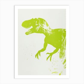 Khaki Green T Rex Silhouette 3 Art Print