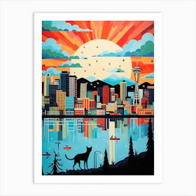 Vancouver, Canada Skyline With A Cat 1 Art Print
