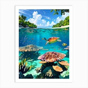 Sea Turtles In The Ocean Art Print