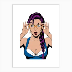 Comic Book Girl With Glasses Art Print