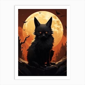 Bat Eared Fox Moon Illustration 2 Art Print