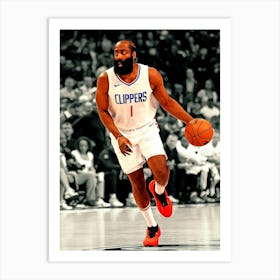 James Harden Of The La Clippers Handles The Ball Against The Dallas Mavericks Art Print