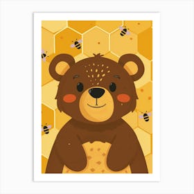 Teddy Bear With Bees Art Print
